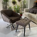 Ver imagem 2 de Kit Duas Poltrona Giovana Base Giratória Cromado em Sued Premium:marrom