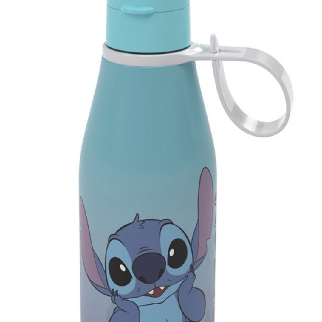 Jogo Guarda Chuva e Garrafa Squeeze 530ml Stitch Premium com Alça - 7