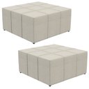 Ver imagem 1 de Kit 02 Puffs Decorativos Para Sala de Estar Quadrado Milano 90x90cm W01 Linho Champagne - Lyam