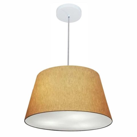 Lustre Pendente Cone Md-4021 Cúpula em Tecido 21/40x30cm Palha - Bivolt