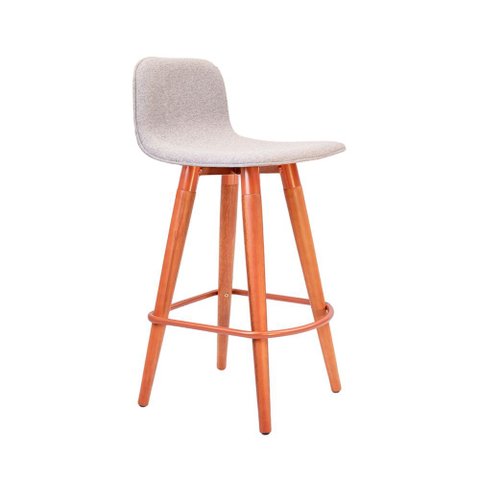 Banqueta Baixa Linea Aço Cobre para Cozinha Balcao Ilha Gourmet Design Moderno - Cinza Assento
