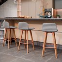 Ver imagem 2 de Banqueta Baixa Linea Aço Cobre para Cozinha Balcao Ilha Gourmet Design Moderno - Cinza Assento