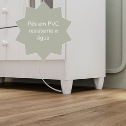 Cômoda Infantil 4 Gavetas com Porta Fraldário Gran Selena 100% MDF Branco - 10
