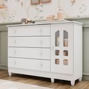 Ver imagem 1 de Cômoda Infantil 4 Gavetas com Porta Fraldário Gran Selena 100% MDF Branco