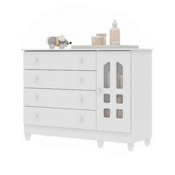 Cômoda Infantil 4 Gavetas com Porta Fraldário Gran Selena 100% MDF Branco - 3