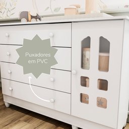 Cômoda Infantil 4 Gavetas com Porta Fraldário Gran Selena 100% MDF Branco - 9 Cômoda Infantil 4 Gavetas com Porta Fraldário Gran Selena 100% MDF Branco - 9