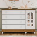 Ver mais imagens de Cômoda Infantil 4 Gavetas com Porta Fraldário Gran Selena 100% MDF Marrom/Branco/Bétula