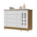 Ver imagem 3 de Cômoda Infantil 4 Gavetas com Porta Fraldário Gran Selena 100% MDF Marrom/Branco/Bétula