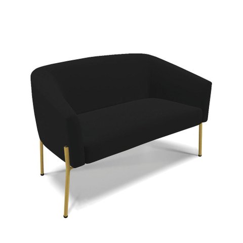 Sofá Namoradeira 2 Lugares Pé de Ferro Dourado Stella Linho D03 - D'Rossi Cor A79 Preto