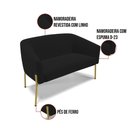 Ver imagem 3 de Sofá Namoradeira 2 Lugares Pé de Ferro Dourado Stella Linho D03 - D'Rossi Cor A79 Preto