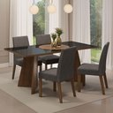 Ver imagem 1 de Conjunto Sala de Jantar Mesa Tampo de Vidro 4 Cadeiras Rustic/preto/silver Taylor Madesa