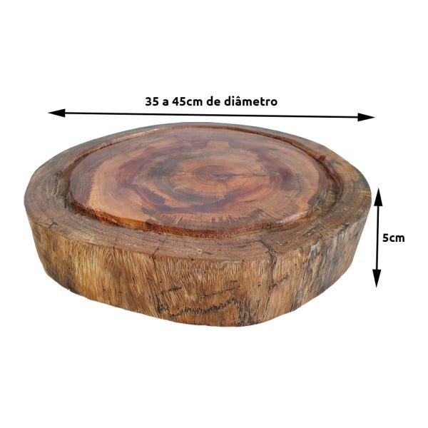 Bolacha de Madeira - Tábua de Corte Arredondada com Pé Regulável - 35 a 45 de Diametro (5cm de Espe - 4