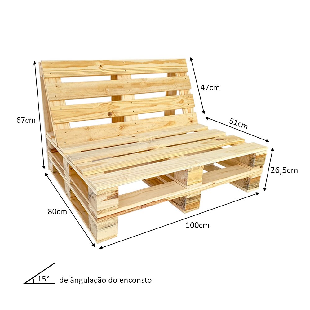 Kit 4 Sofá de Palete em Pinus 2 Lugares - 5