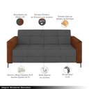 Ver imagem 3 de Sofá Living Decorativo Houston 2 Lugares 160cm Pés em Metal Veludo/ Pu Grafite/ Marrom G33 - Gran Be