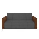 Ver imagem 5 de Sofá Living Decorativo Houston 2 Lugares 160cm Pés em Metal Veludo/ Pu Grafite/ Marrom G33 - Gran Be