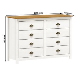 CÔMODA 8 GAVETAS TOPÁZIO - BRANCO/CARVALHO - 3