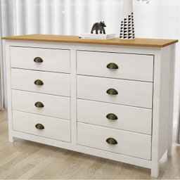 CÔMODA 8 GAVETAS TOPÁZIO - BRANCO/CARVALHO - 1