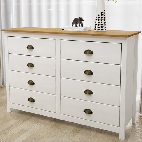 CÔMODA 8 GAVETAS TOPÁZIO - BRANCO/CARVALHO