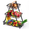Fruteira Cesto Organizador Triplo Aramado Fruta Legumes Cozinha Mesa Escritorio Prateleira Moderno M - 3