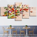 Ver imagem 1 de quadros 5 peças legumes frutas saúde alimentos para cozinha