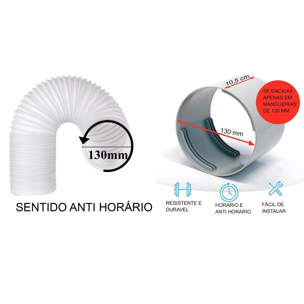 Kit Duto Ar Condicionado Portátil 130mm e Extensor Olímpia New Issimo Fácil Instalação - 2
