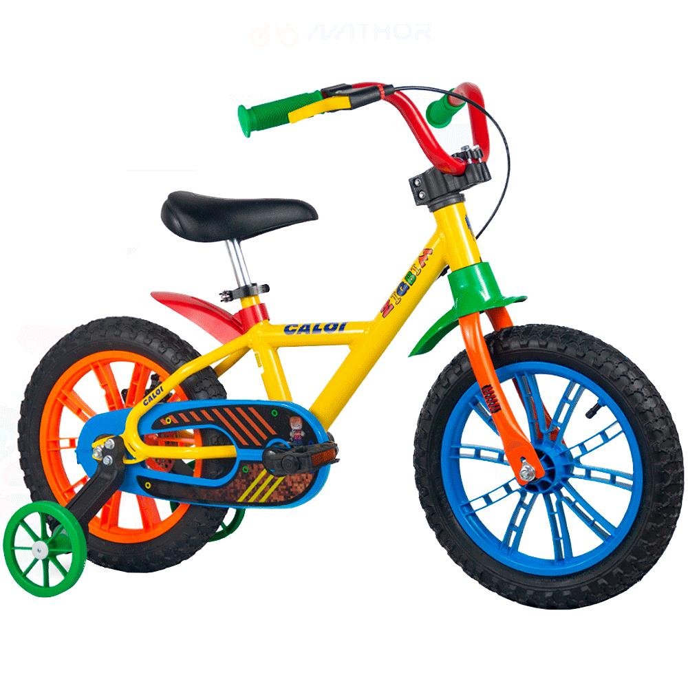 BICICLETA INFANTIL ARO 14 ZIGBIM CALOI REF:100340160001 UN AMARELO ...