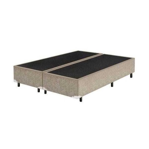 Base Box Casal Bipartido Suede Bege 40x138x188