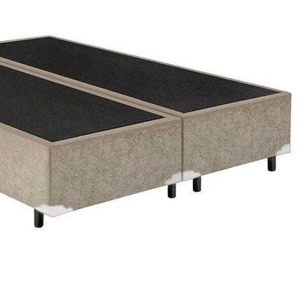 Base Box Casal Bipartido Suede Bege 40x138x188 - 3