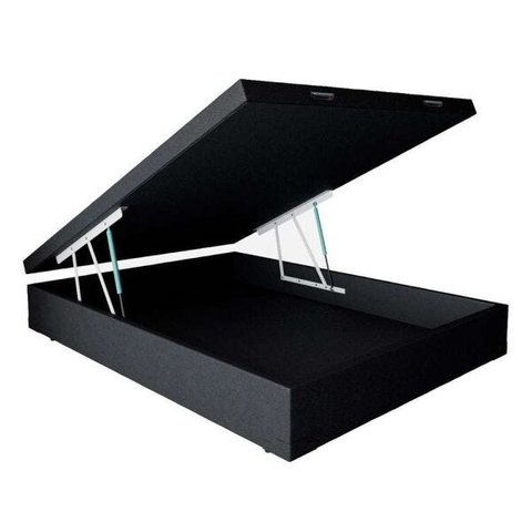 Base para Cama Box Casal Premium com Baú Corino (45x138x188) Preta
