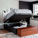 Ver imagem 2 de Base para Cama Box Casal Premium com Baú Corino (45x138x188) Preta