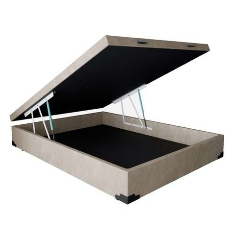 Base para Cama Box Casal Premium com Baú (45x138x188) Suede Bege