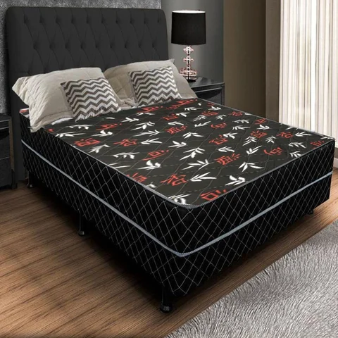 Cama Box Conjugado Casal Espuma e Estrutura Ortopédica 138x188x43