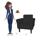 Ver imagem 4 de Poltrona Decorativa Pés Luis VX Para Recepção Classic Suede Preto - LM DECOR