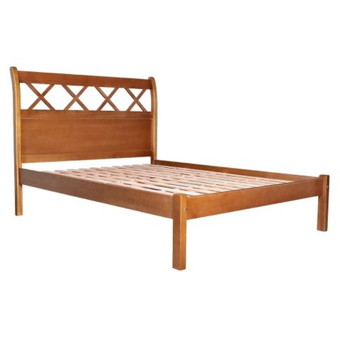 Cama Queen Madeira Macica Grando 169 cm Trelica Mogno Mell Nath
