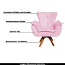 Ver imagem 4 de Poltrona Decorativa Base Giratória em Madeira Charger Suede Rosa - Gran Belo