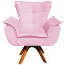 Ver imagem 6 de Poltrona Decorativa Base Giratória em Madeira Charger Suede Rosa - Gran Belo