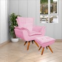 Ver imagem 2 de Poltrona Decorativa Base Giratória em Madeira Charger Suede Rosa - Gran Belo