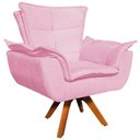 Ver imagem 1 de Poltrona Decorativa Base Giratória em Madeira Charger Suede Rosa - Gran Belo
