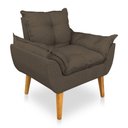 Ver imagem 6 de Kit 2 Poltronas Decorativa e Puff Opala Luxo Linho Marrom Dal Poz Estofados