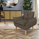 Ver imagem 7 de Kit 2 Poltronas Decorativa e Puff Opala Luxo Linho Marrom Dal Poz Estofados