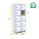 Ver imagem 2 de ROUPEIRO DE AÇO 2M 10 PORTAS FECHADURA PANDIN - CINZA/BRANCO GRF 502/10 DI