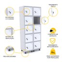 Ver imagem 3 de ROUPEIRO DE AÇO 2M 10 PORTAS FECHADURA PANDIN - CINZA/BRANCO GRF 502/10 DI