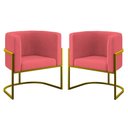 Ver imagem 1 de Kit 02 Cadeiras Poltrona Lua para Sala Quarto Balaqui Decor Rosa