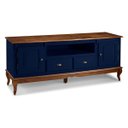Ver imagem 2 de Conjunto Rack 60812m + Painel 50513 para Sala Pés Luiz Xv 2 Gavetas 2 Portas - Azul Petróleo/imbuia