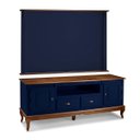 Ver imagem 1 de Conjunto Rack 60812m + Painel 50513 para Sala Pés Luiz Xv 2 Gavetas 2 Portas - Azul Petróleo/imbuia