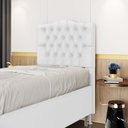 Ver imagem 1 de Cabeceira Estofada Pollux 90 para Cama de Solteiro Couro Artificial Branco Aradecor