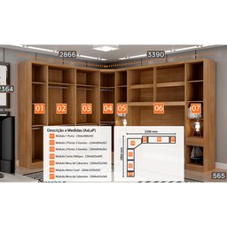 Guarda-roupa Modulado de Casal Safira 002 em Mdf com 12 Portas e 8 Gavetas Clic Móveis - 6