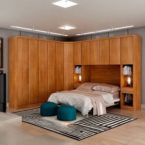 Guarda-roupa Modulado de Casal Safira 002 em Mdf com 12 Portas e 8 Gavetas Clic Móveis