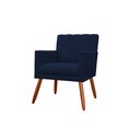 Ver imagem 3 de Kit Namoradeira + 1 Poltrona Decorativa Cecília Suede Azul Marinho Pés Madeira Ms Decor