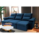 Ver imagem 4 de Sofá Retrátil Reclinável Paris 2,30m Suede Velut Azul Molas Ensacadas - King House